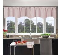 Ladity Valances for Windows Blackout Valance Kitchen Curtains Primitive Scalloped Rod Pocket Window Toppers for Living Room Bedroom Pink Farmhouse Valances Set of 2