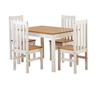 ladkro wooden dining table with 4 chairs in white and oak