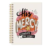 LADOCK Boho Christian Spiral Notebook, Bible Verse Journal, Religious Prayer Journal for Women, His Mercy Rewrote My Story Scripture Notebook, Christian Faith Based Gifts, 5.5x8.3