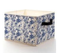 LADOCK Chinoiserie Forest Bigfoot Storage Bins Box, Toybox for Boys Girls, Blue and White Sasquatch Foldable Baskets Organizer with Handles for Bedroom Bathroom Home Clothes Toys Books