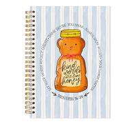 LADOCK Christian Honey Bear Notebook, Proverbs 16:24 Bible Journaling Notebook, Bible Spiral Notebook, Scripture Prayer Journal for Women, Christian Inspirational Gifts for Women, 5.5x8.3