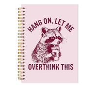 LADOCK Funny Raccoon Spiral Notebook, Gifts for Raccoon Lovers Journal, Sarcastic Trash Panda Notebook, Animal Lover Gifts, Hang on Let Me Overthink This Funny Journal, 5.5x8.3 Pink