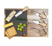 LaDonna Cheese Board and Knife Set | Charcuterie Boards for Serving Dishes | Wooden Tray Cheese Board Gift Set Serving Tray Includes 2 Knives and 1 Fork | Cheese Board Set