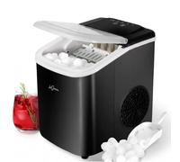 LaDonna Ice Maker Machine, Compact Countertop Cube Appliance, Fast Production, 9 Cubes in 6 Minutes, 8-10kg/24h Dual Sizes, Self-Cleaning Design, Portable for Home Kitchen Office Use - Black