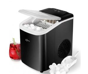 LaDonna Ice Maker Machine, Compact Countertop Cube Appliance, Fast Production, 9 Cubes in 6 Minutes, 8-10kg/24h Dual Sizes, Self-Cleaning Design, Portable for Home Kitchen Office Use - Black