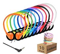 Ladont 10 Pack Kids Headphones Bulk for School Classroom, Multi Color Wired Headphones for Kids Students Child, 3.5mm Jack (10 Pack)