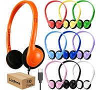 Ladont 10 Pack Kids Headphones Bulk Type-C, USB C Wired Headphones for School Classroom, Wholesale Children Student Headset for Chromebook Laptop PC, Mixed Colors