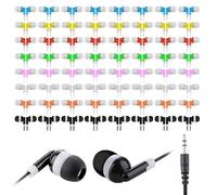 Ladont 50 Pack Bulk Kids Earbuds for Classroom, Student Wired Headphones in Ear Earbuds for School Librariy, 3.5mm Multi Colored Wholesale Earphones for Chromebook Laptop PC