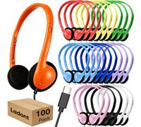 Ladont Class Set Headphones Type-C (50 Pack), Durable Kids Wired Headphones for Chromebook & Laptop, Bulk School Headphones for Students Teens Boys Girls, Wholesale USB C Headset with Mixed Colors