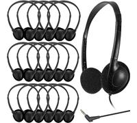 Ladont Classroom Bulk Headphones-20 Pack, Wired On-Ear Student Headphones for School Library Kids,Clear Sound 3.5mm Jack for Online Learning(Black)