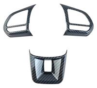 LADPZJNW Center Console Interior Trim Panel For MG5 For MG6 For MG HS ZS 3Pcs Car Steering Wheel Button Cover Carbon Fiber Sticker(Black)
