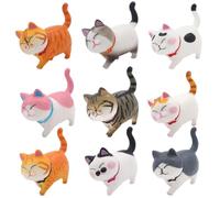 Ladruph Work Figure Cat Figurine, 9-Piece Set, Cat Goods, Miscellaneous Goods, Minifigure, Interior, Cat Figure, Kitten Toy Set, Tabletop Decoration, Cute, Car Accessory, Bonsai, Entryway, Garden
