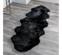 ladson double sheepskin rug in black