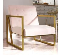 ladson velvet bedroom chair with gold metal frame in pink