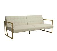 ladson velvet sofa bed with gold metal frame in ivory