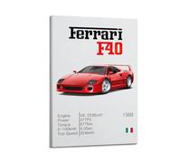 LADV Classic Supercar Poster for Ferrari F40 Racing Sport Car Decorative Painting Canvas Wall Artworks Picture 16x24inch(40x60cm)