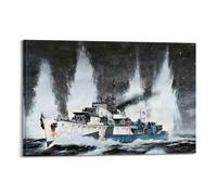 LADV WW2 Vintage Battleship Poster 1942 12 31 Barents Sea, HMS Onslow Decorative Painting Canvas Wall Artworks Picture 08x12inch(20x30cm)
