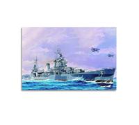 LADV WW2 Vintage Battleship Poster 1944 USS San Francisco CA 38 Decorative Painting Canvas Wall Artworks Picture 12x18inch(30x45cm)