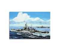 LADV WWII Vintage Battleship Poster 1943 11 Gilbert Islands USS North Carolina BB 55 Decorative Painting Canvas Wall Artworks Picture 12x18inch(30x45cm)