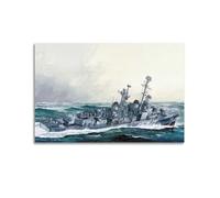 LADV WWII Vintage Battleship Poster DD-742 USS Frank Knox Gearing Class Decorative Painting Canvas Wall Artworks Picture 12x18inch(30x45cm)