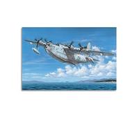 LADV WWII Vintage Military Aircraft Poster Short Sunderland Mk.V Seaplane Decorative Painting Canvas Wall Artworks Picture 12x18inch(30x45cm)