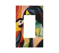Lady and Parrot Abstract Light Switch Wall Plate Faceplate Cover Single Rocker 1 Gang Decorator Outlet Receptacle Covers for Home Kitchen Room Bathroom Decor