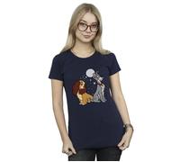 Lady And The Tramp Moon Cotton T-Shirt Disney Navy L