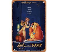 Lady and the Tramp Movie Poster Vintage Retro Metal Tin Sign Home Bar Kitchen Farmhouse Home Decor Signs Gifts 8X12 Inch