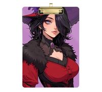 Lady Anime Red Mystery clipboard Folio Transparent for First Year Teacher Must Haves Size 9 x 12 Gold