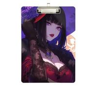 Lady Anime Red Mystery Womens clipboard Folio Standard Hole for Soccer Truck Driver Size 9 x 12 Silver