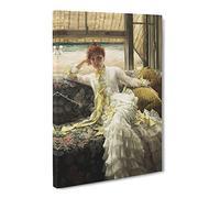 Lady At The Seaside By James Tissot Canvas Print | Gallery Wrapped 30mm Frame Wall Art | 24x16 inches | Ready to Hang | Classic Seascape Picture | Living Room Bedroom Lounge Office