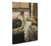 Lady At The Seaside By James Tissot Canvas Print | Gallery Wrapped 30mm Frame Wall Art | 30x20 inches | Ready to Hang | Classic Seascape Picture | Living Room Bedroom Lounge Office