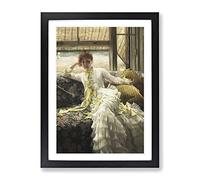 Lady At The Seaside By James Tissot Classic Painting Framed Print | A3 Black Framed Wall Art | Ready to Hang | Classic Beach Picture | Living Room Bedroom Lounge Office
