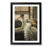 Lady at The Seaside by James Tissot Framed Print | A2 Black Framed Wall Art | Ready to Hang | Modern Beach Picture | Living Room Bedroom Lounge Office