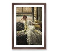 Lady at The Seaside by James Tissot Framed Print | A2 Walnut Framed Wall Art | Ready to Hang | Modern Beach Picture | Living Room Bedroom Lounge Office