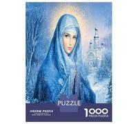 Lady Blue Veil Snow 1000 Pieces Jigsaw Puzzle Set Elegant Winter Grace Classic Jigsaw Puzzle Sturdy Cardboard Couple Puzzle Partners Ultra Difficult Home Activity 38x26cm/1000pc