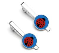Lady Bug1 Fashion Men's Tie Clip 2 Pcs Silver Ties Bar Pinch for Business Anniversary Wedding