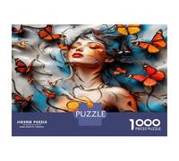 Lady Butterfly Bloom 1000pc Puzzle for Adults Floral Butterfly Grace Premium Jigsaw Puzzle Recycled Cardboard Adult Educational Challenge Fun Present Home Activity Great Gift for Kids Beginners 70x50c