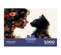 Lady Cat Bloom 1000pc Jigsaw Puzzle Bundle Soulful Feline Bond Puzzle for Adults Extra-Thick Cardboard Stress Relief Travel Adults Kids Age 12 Years Up Brain Training 52x38cm/1000pcs