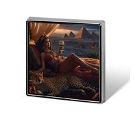 Lady Cheetah Egyptian Pyramids Square Badge Cute Brooch Pins Button Badges for Backpack Jackets Hats Decor