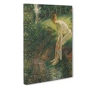 Lady Cleaning Her Leg By Camille Pissarro Canvas Print | Gallery Wrapped 30mm Frame Wall Art | 30x20 inches | Ready to Hang | Impressionist People Picture | Living Room Bedroom Lounge Office