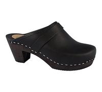 Lady clogs Genuine thick leather black