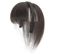 Lady Curved Bangs Braided Hairband in Wispy Fringe Braided Hairpieces for Women Flat Neat Braid Headband with Bangs