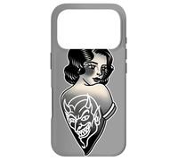 Lady Devil Blackwork Traditional Tattoo Flash Case for iPhone 17 Pro