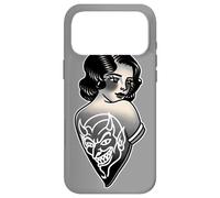 Lady Devil Blackwork Traditional Tattoo Flash Case for iPhone 17 Pro Max