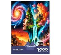 Lady Face Landscape 1000 Piece Classic Jigsaw Puzzle Surreal Nature Magic Puzzle for Adults Recycled Cardboard Adult Educational Challenge Fun Present Home Activity Great Gift for Beginners 52x38cm/10