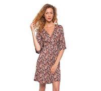 Lady Floral leopard multi color print Crossover V-Neck cotton wrap dress kimono sleeves