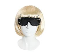 Lady G Costume Punk Spike Black Sunglasses with Short Blonde Bob Wig - Pop Star Diva Fancy Dress Costume Accessory Set for Parties & Halloween