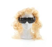 Lady G Punk Spike Black Sunglasses with Blonde Flick Wig - Pop Star Diva Fancy Dress Costume Accessory Set for Parties & Halloween