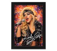 Lady Gaga Art Styled Signed Poster Print - Limited Edition Autograph Fan Gift, Collectible Memorabilia Wall Art Merchandise - Mayhem Album & 2026 World Tour Tribute (A4 Framed)